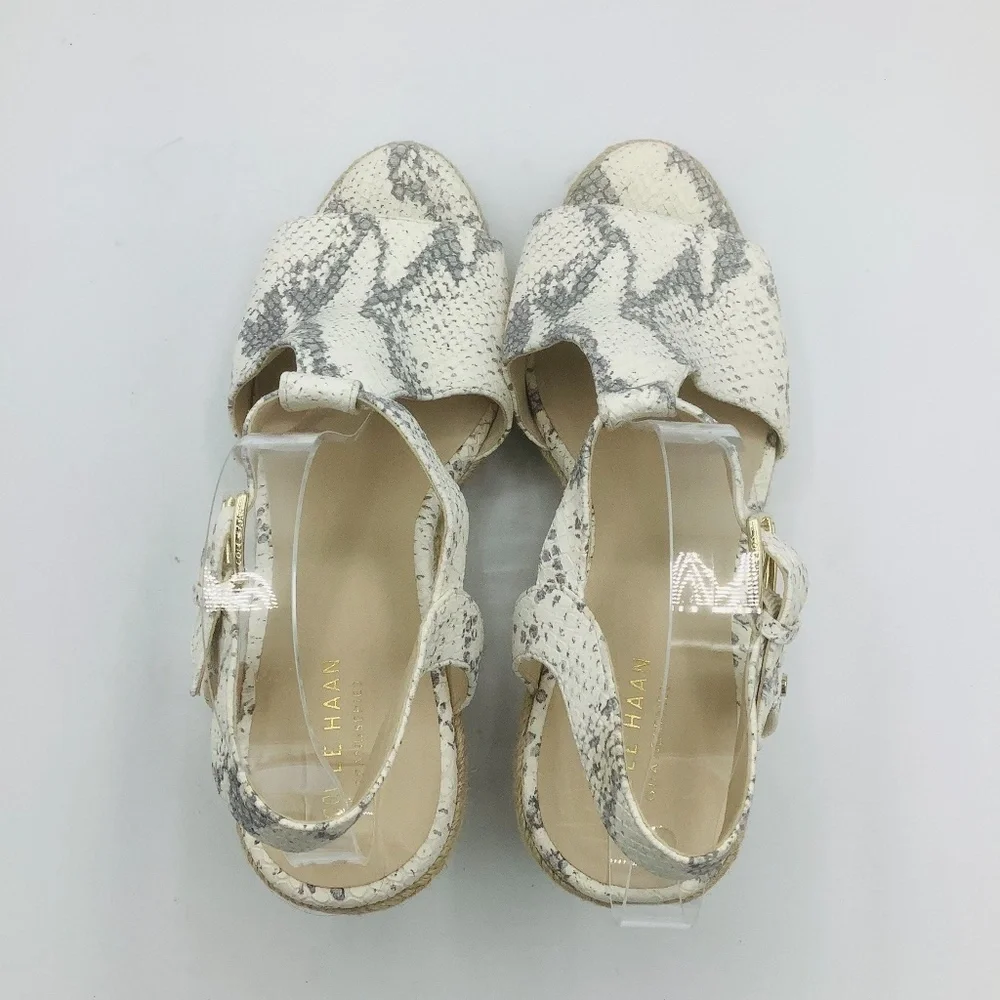NEW Cole Haan Cloudfeel Embossed Leather Snakeskin Wedge Sandals‎
